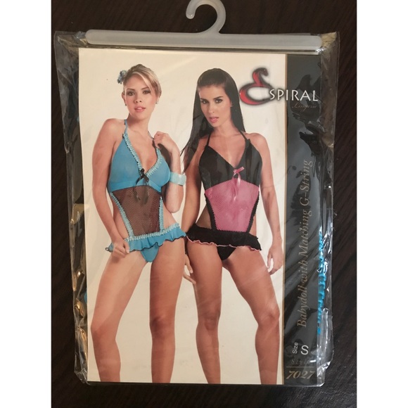 Espiral Turquoise & Black Babydoll & G-string Set - Picture 3 of 4